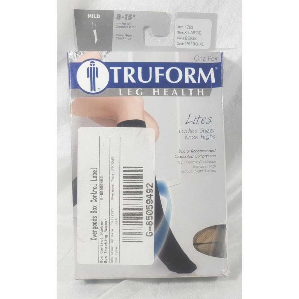Truform Beige Compression Knee High Stocking Mild 8-15mmHg #1763 - Size XL